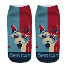 Новые женские носки OMG CAT 3D модные носки с принтом кота повседневные милые низкие носки до щиколотки антибактериальные носки Soxs Популярные Meias Chausset