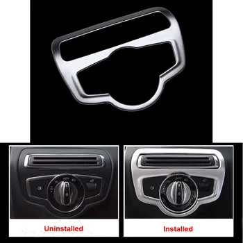 

Car ABS Matt Headlight Switch Button Cover Trim Sticker For Mercedes-Benz Accessories C GLC 300 2015-2017