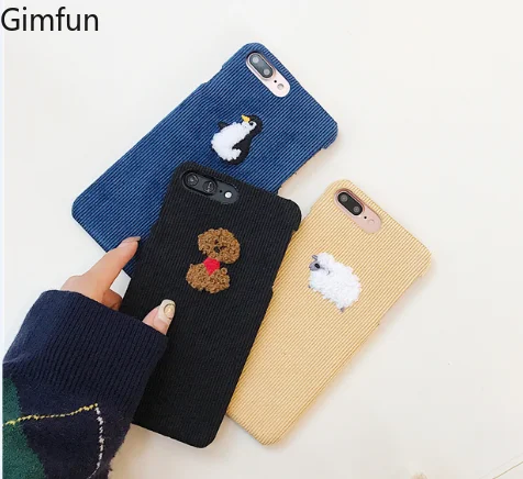 

GIFMUN Winter Fabric Phone Case For iPhone 6 6S 7 8 plus X Cute 3D Cartoon Soft Cloth Back Cover for iPhone XS XR XSMAX case