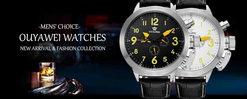 OYW фирменные Механические Мужские наручные часы, мужские часы с кожаным ремешком, роскошные золотые и черные модные нарядные часы, подарки