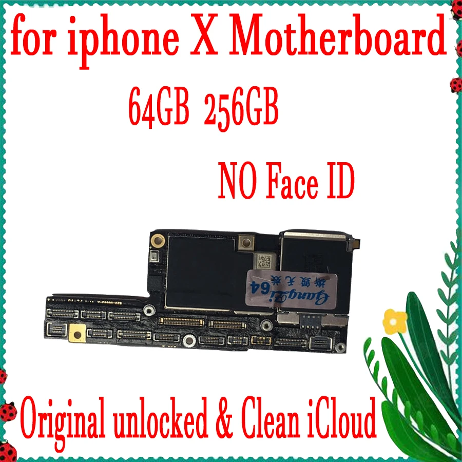 

Free iCloud for iphone X Motherboard with Full unlocked,100% Original for iphone X Mainboard without Face ID,64GB / 256GB