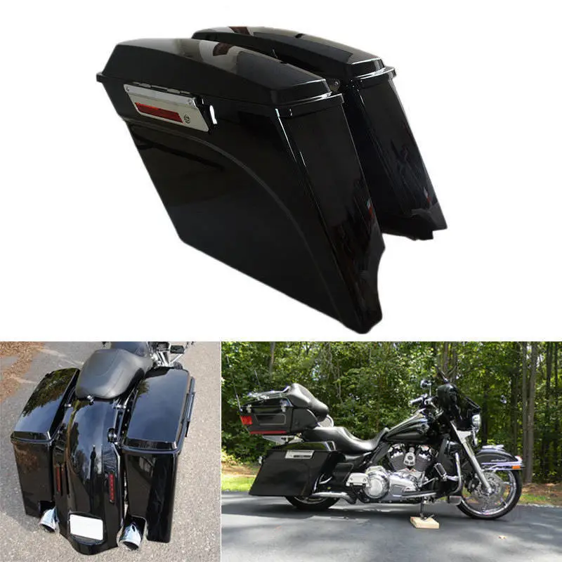 " яркий черный растягивающийся Расширенный Жесткий Saddlebag ключ для Harley Touring FL 93-13 Road King Street Glide Electra Glide Road King