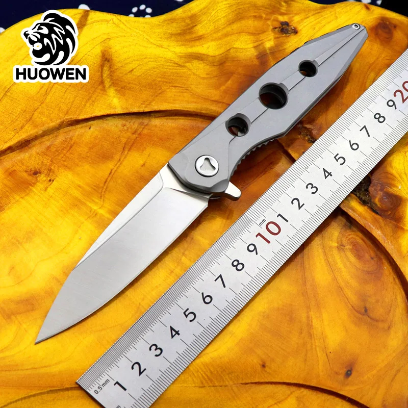 

messer 8" bearing flip survival knife D2 tactical folding knives cold stainless steel handle titanium surface sharp pocket tools