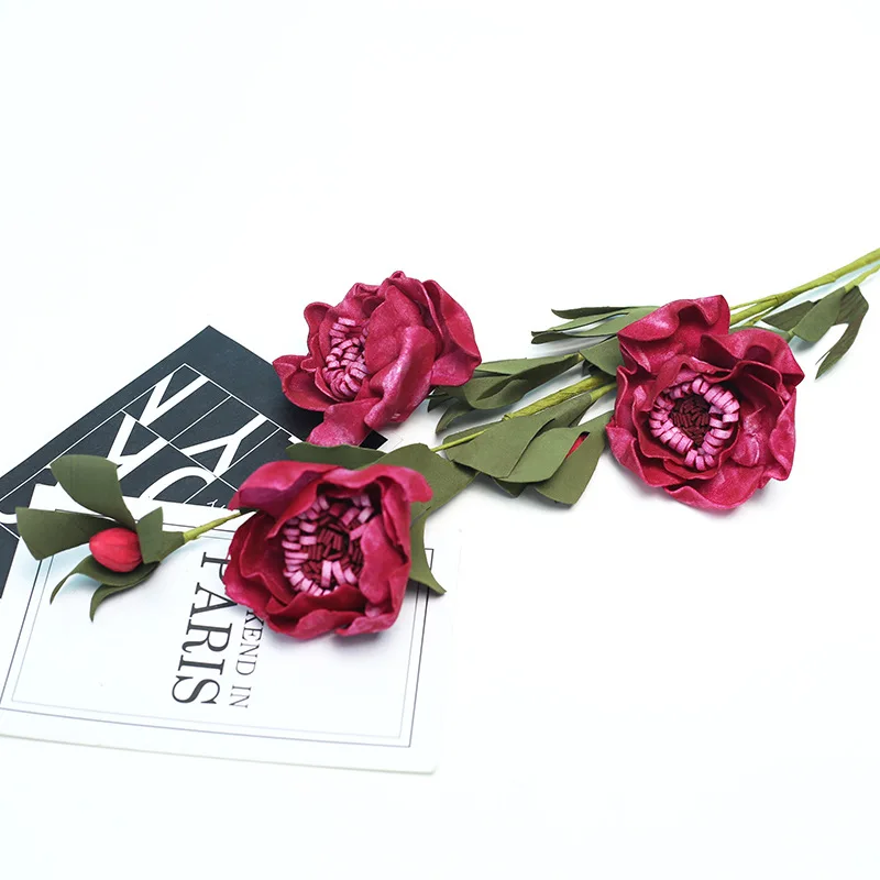 1 филиал 3 головы английский Искусственный цветок розы с цветком бутон свадьба день рождения поставки настольные украшения для дома