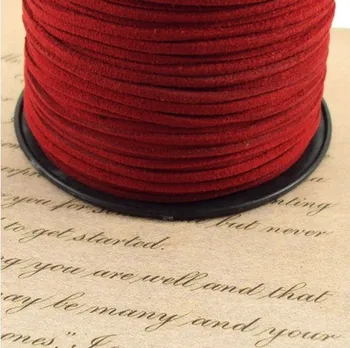 

Free mail!!! Diy accessories 2.5 * 1.5 MM Korea wool leather cord bright red