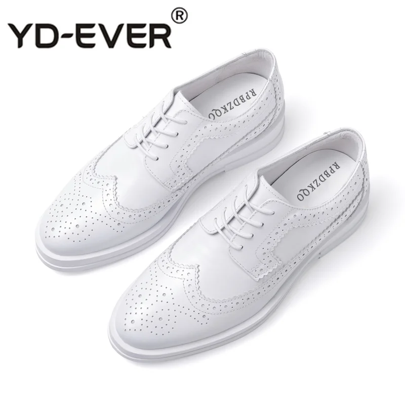 

Italy Custom Handmade Shoes Oxfords Dress Men British Style Brogue Genuine Leather Wingtip Prom Spring And Autumn Italian White