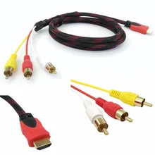 1.5M 5ft HDMI Male to 3RCA Video Audio AV Cable Cord Adapter for TV HDTV DVD 1080P Red White Yellow Hot Sell high quality