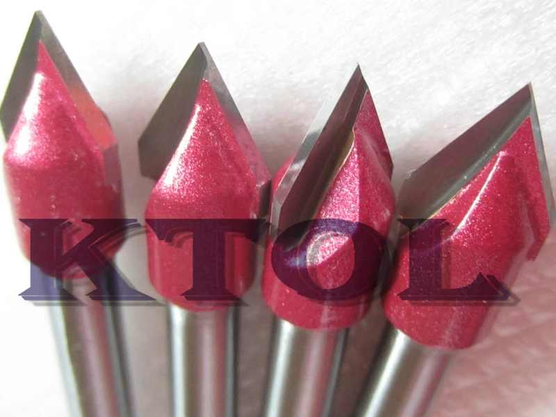 5pc 6x10mm 60 Degree V Groove Router Bit Tungsten Carbide Milling Cutter Woodworking Tools 3D Wood Engraving Bits CNC Mill Tool