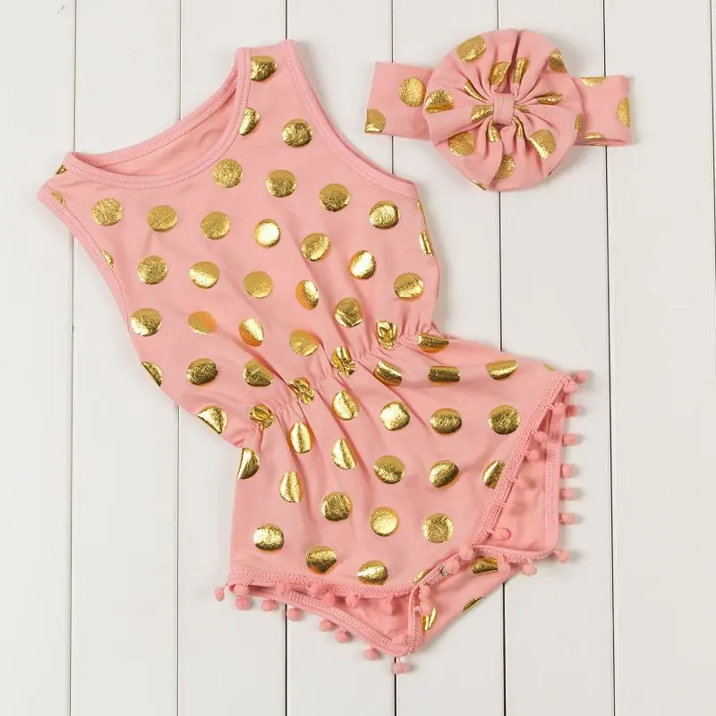 Детский комбинезон с пузырьками для девочек, розовый и золотой детский комбинезон, розовый и золотой комбинезон в горошек, костюм с помпонами, летний наряд, наряд на день рождения - Цвет: Бежевый