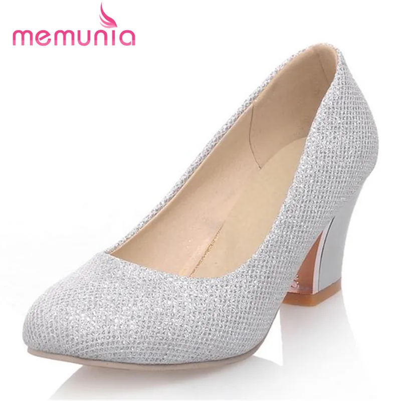 

MEMUNIA Large size 34-43 women shoes pumps round toe work shoes square heels shoes contracted elegant shallow single shoes
