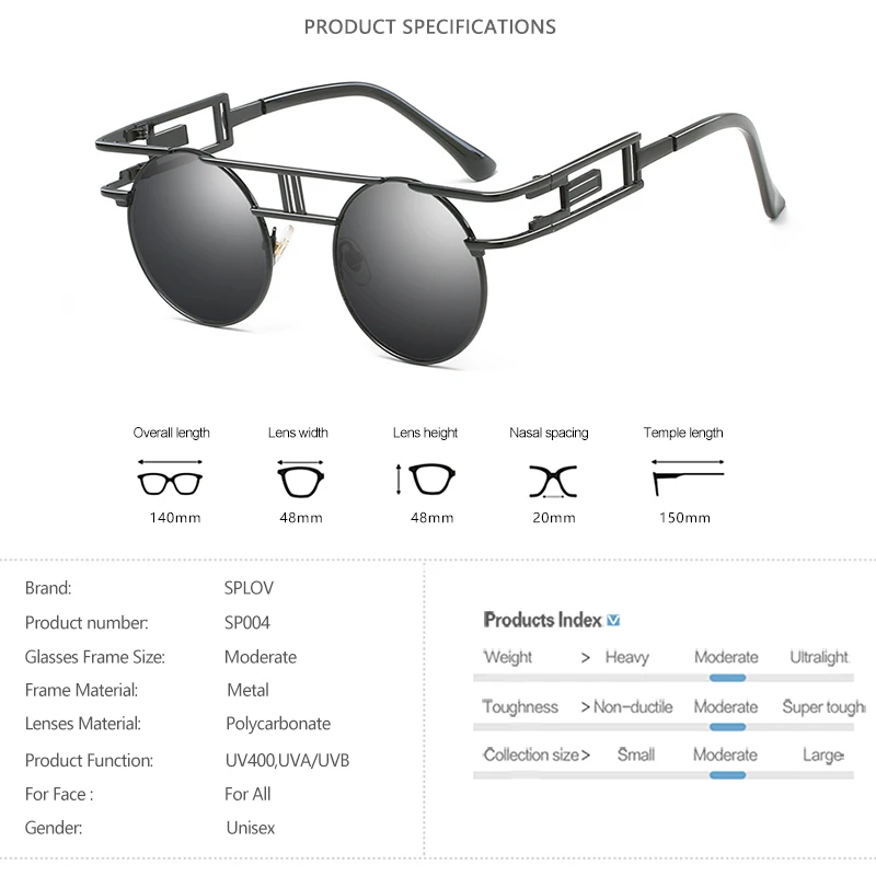 Модные круглые мужские солнцезащитные очки в стиле стимпанк, женские солнцезащитные очки в металлической оправе, Ретро готический дизайн, Винтажные Солнцезащитные очки, стильные солнцезащитные очки Oculos De Sol