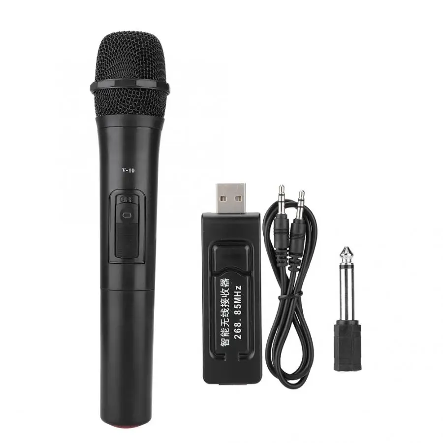 

Black Universal UHF Wireless Handheld Microphone Audio Amplifier For Karaoke Church Performance