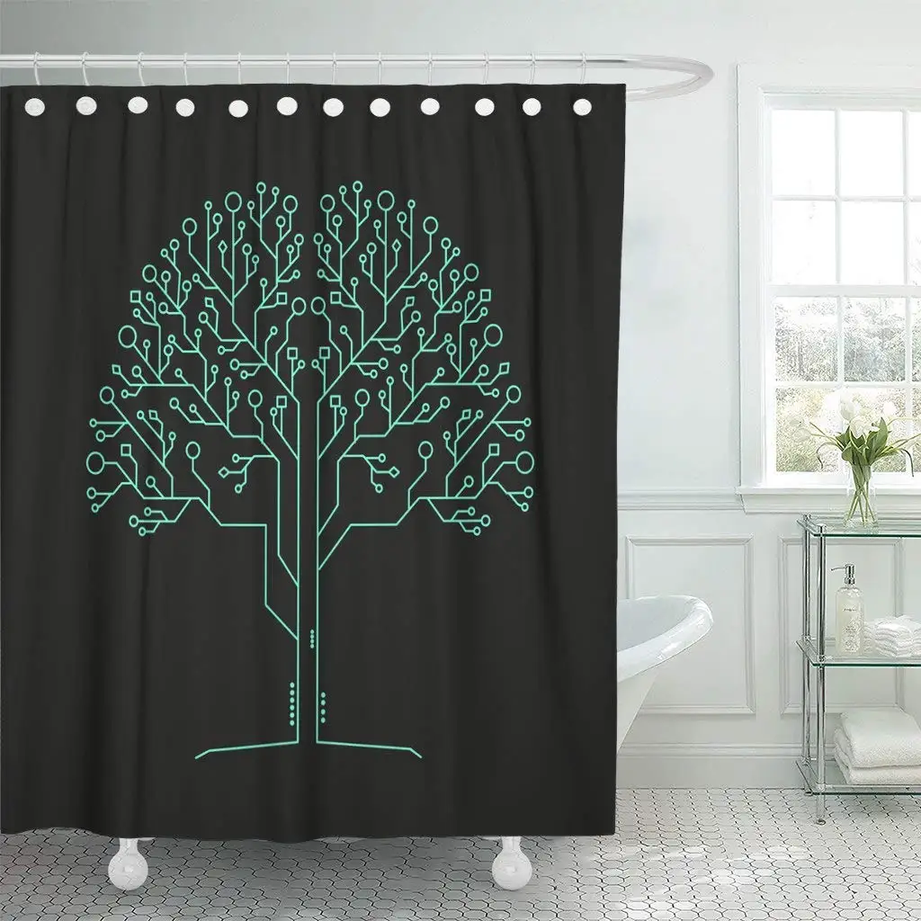 

Board Technology Tree of Life for Circuit Digital Brain Electronics Tech Abstract Decor Shower Curtains Bathroom Curtain
