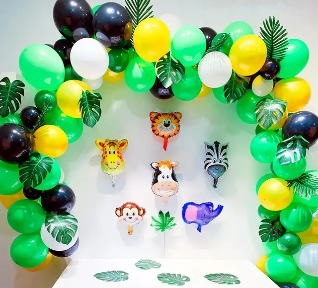 Arche de Ballons Anniversaire Vert,Jungle Safari Bébé Douche Décor,115 PCS Vert kit Ballon Decoration Anniversaire Or Ballon Confettis pour Garçon Mariage Anniversaire Baby Shower Fête Décoration