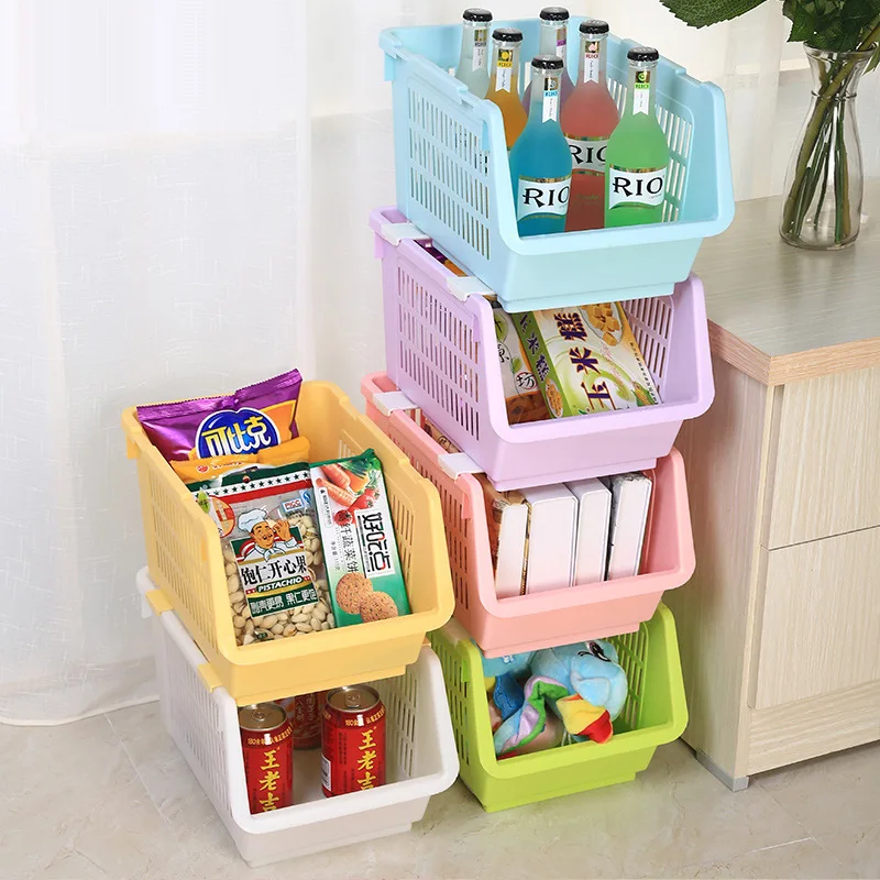 

New Plastic Stacked Storage Basket High Quality Kitchen Multi-purpose Storage Basket Fruit Vegetable Storage Basket