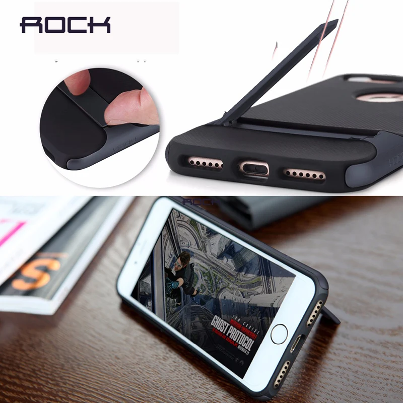 

ROCK Royce Kickstand Case for iPhone 7 Luxury Black Back Cover for iPhone 7 Clearance 49%