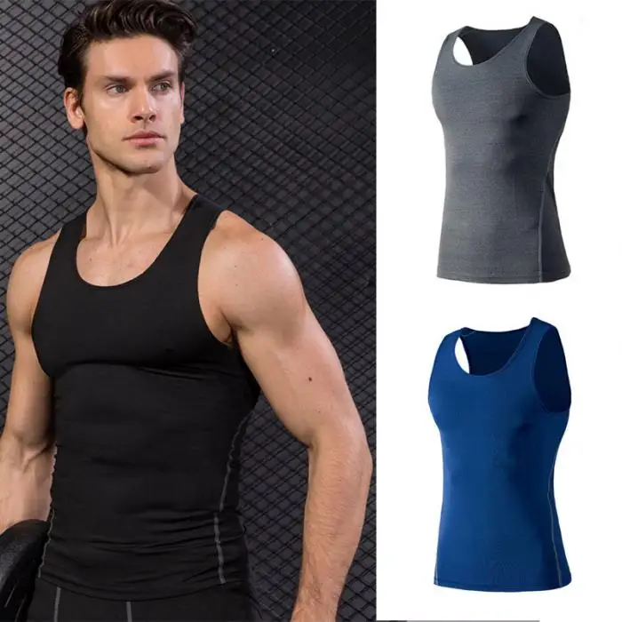 Hot Men Sports Vest Elastic Breathable Quick Dry Sports Tops for Workout MCK99