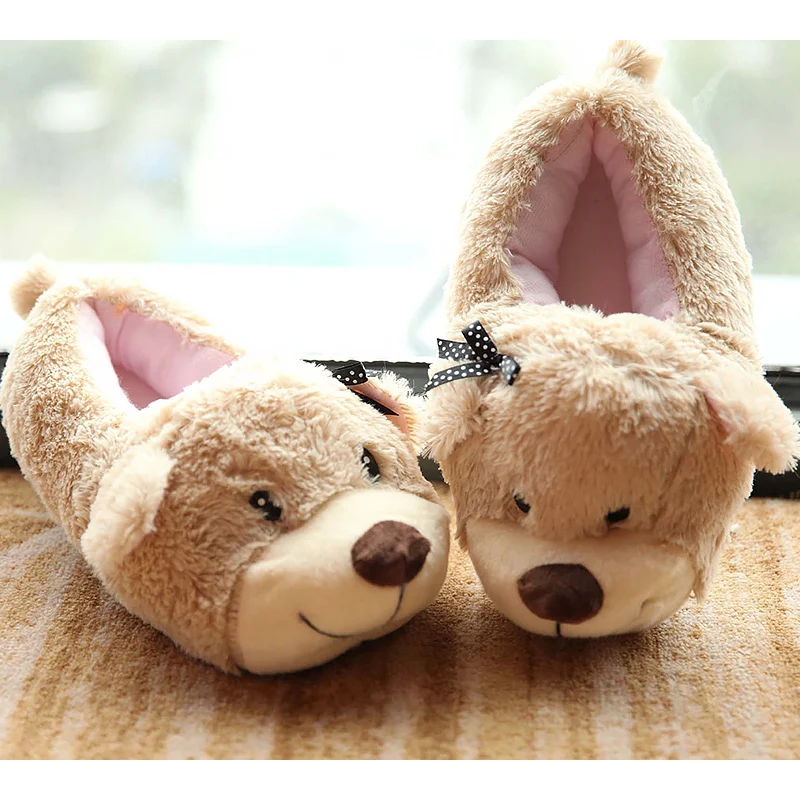 

2017 new arrival Cute pet plush slippers comfortable corduroy winter indoor home slippers butterfly knot women slippers