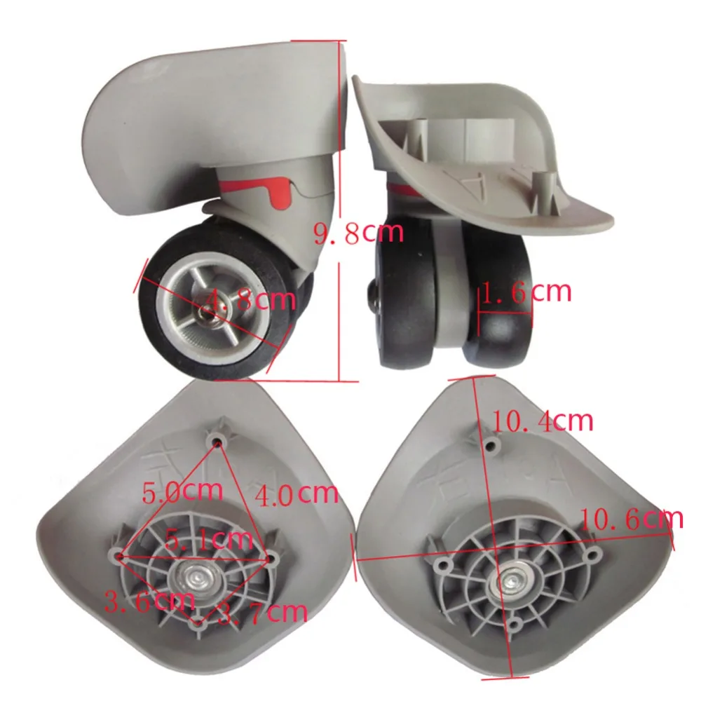 A08 1 пара левый и правый чемодан на колёсиках для ремонта колеса универсальных проездных аксессуары для чемоданов колеса ABS+ нейлон
