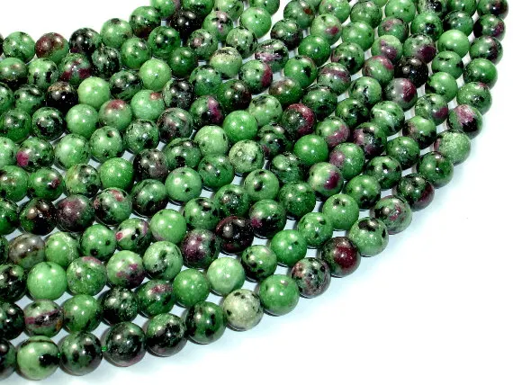 4mm 6mm 8mm 10mm 12mm Red Green Ruby Zoisite Round Loose Beads 15/" Strand AA