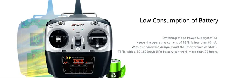 Radiolink T8FB 2.4G 8 Channel RC Transmitter with R8EF or R8FM Receiver GFSK Modulation Mode Remote Controller RC Distance 1000m7 (10)