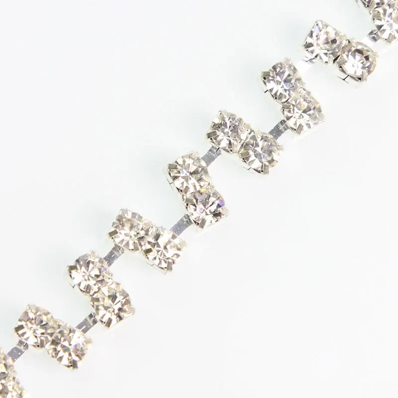 $53.99 10Yards Close Simple Sewing Crafts Glass Silver Tone Rhinestones Crystal Trims