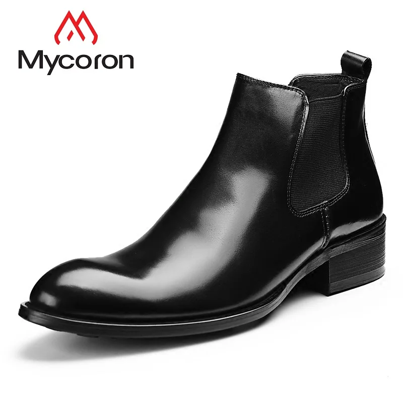 

Mycoron Top Quality Handmade 100% Genuine Leather Boots Elastic Band Men'S Pointed Toe Martin Chelsea Ankle Boots Bota Masculina