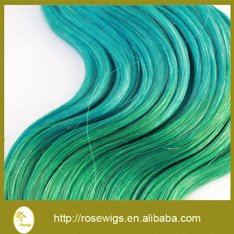 Amazing Ombre Color Blue Green 6a Wet Loose Wave Virgin Brazilian