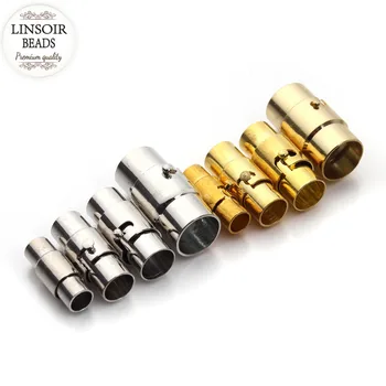 

10sets/lot Rhodium/Gold Color Strong Magnetic Clasp Fit 4/5/6/8mm Round Leather Cord Bracelet Clasps Connectors Jewelry Making