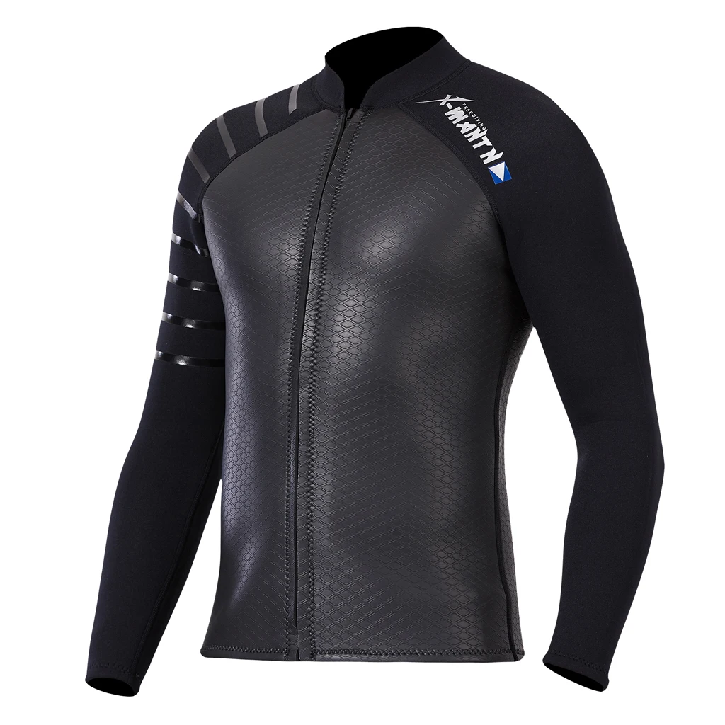 Men 3mm Wetsuit Jacket Top Long Sleeve Neoprene Wet Suits Swimwear Beachwear Rash Guard