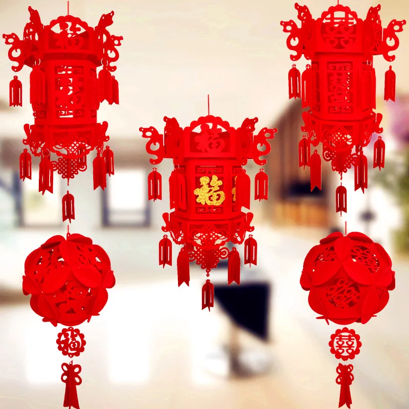 

DIY Creative wedding decoration non-woven palace lantern New Year red lantern Chinese Spring Festival lantens wedding lantern