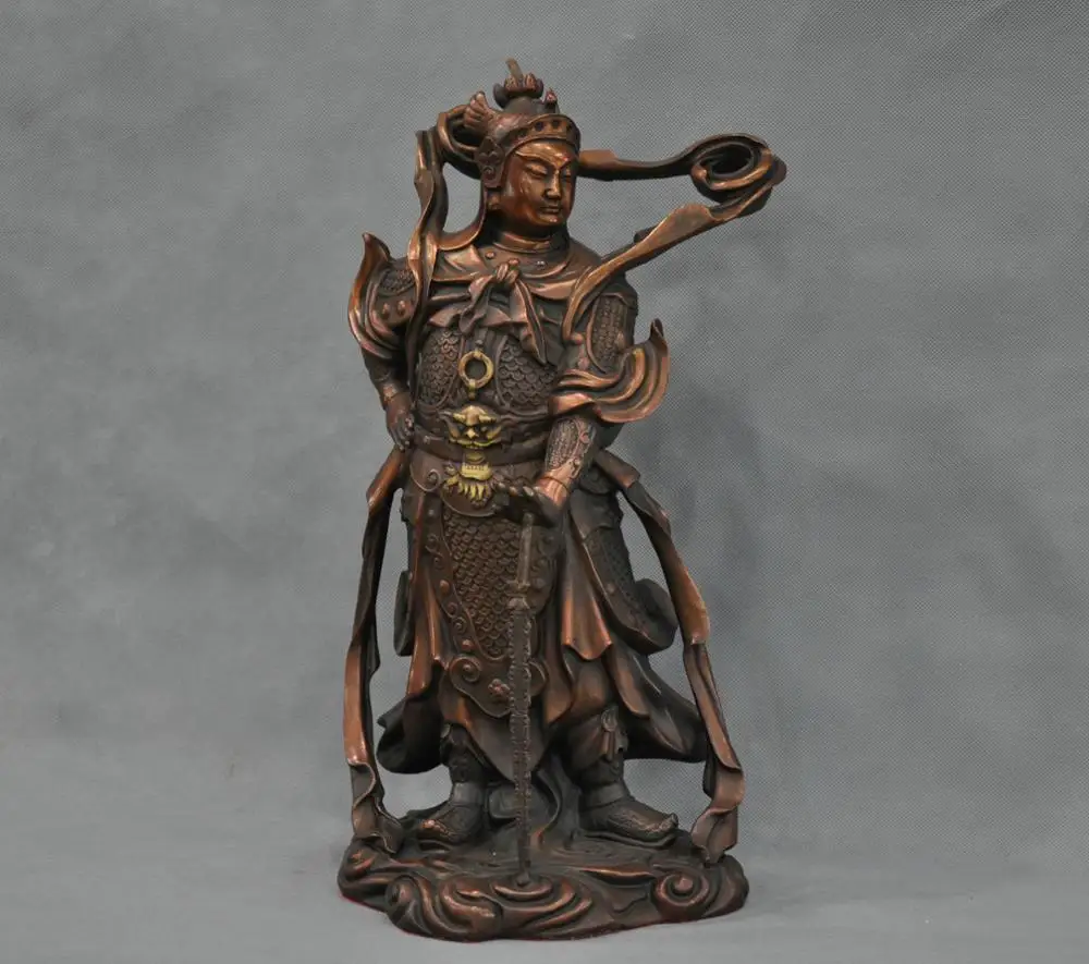 

15'' China Fengshui Door Guardian Warrior Soldier Qin Qiong Bronze Statue ##