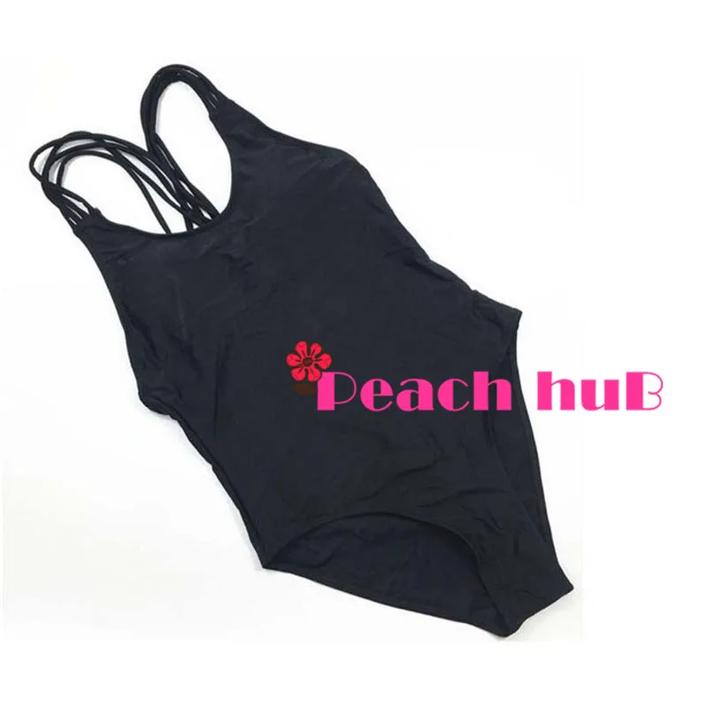 Whole Swimsuits Sport Swimsuit Black Women Swimsuit One Piece Suits Bath Cross Halte Backless Swimwear Retro Swimwear (3)