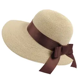 Защита от солнца Шапки Для женщин модные Повседневное флоппи Складная женская Соломенная Сумка Пляжная летняя шляпа свободные