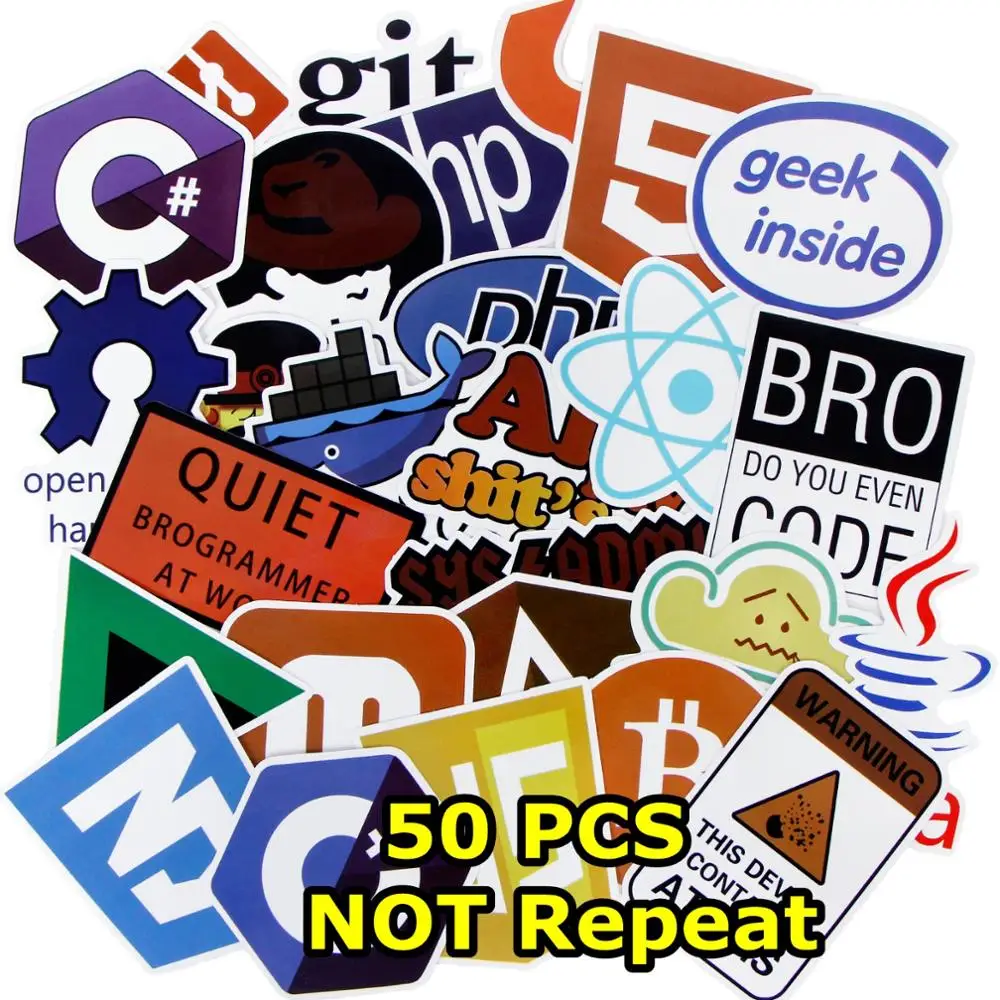 Интернет стикер Java 50 шт. программатор Geek php docker html биткоин Cloud C + язык