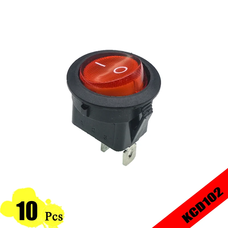 10 шт./лот KCD102 23 мм круглая кнопка SPST 2PIN защелкивающаяся положение ВКЛ./ВЫКЛ.