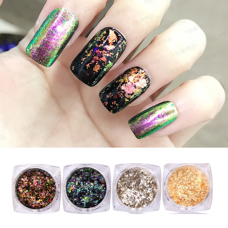 

1x Pot UPRETTEGO Color-changing Nail Chrome Powder Chameleon Glitter Pigment Powder + 1 Sponge stick Nail Art YJF01-12