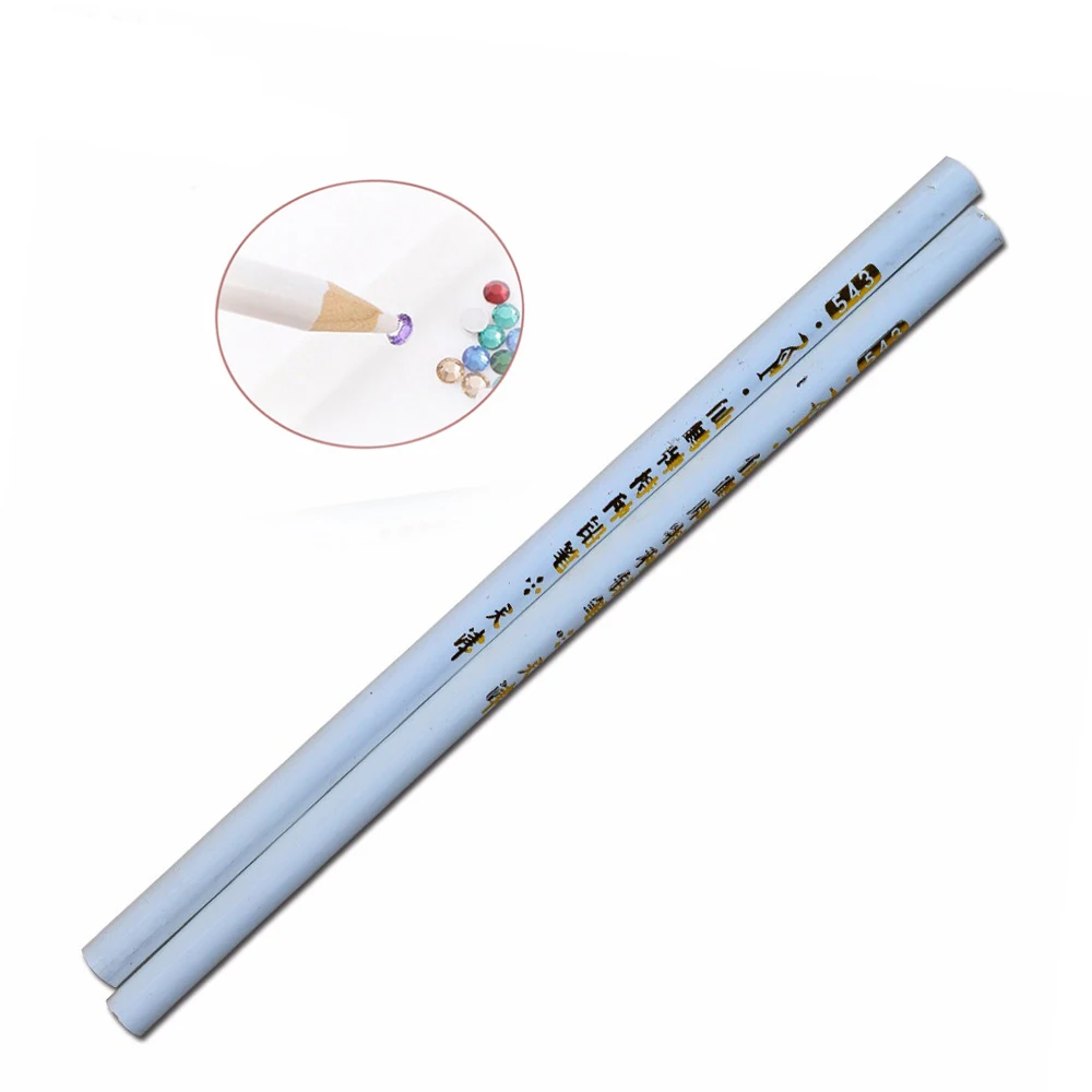 

2pcs/set 17.5cm Professional Nail Art Pencil Pen Dotting Pick Up Rhinestones Crystal Tools Wax Pencil Nail Art Decoration BETR36
