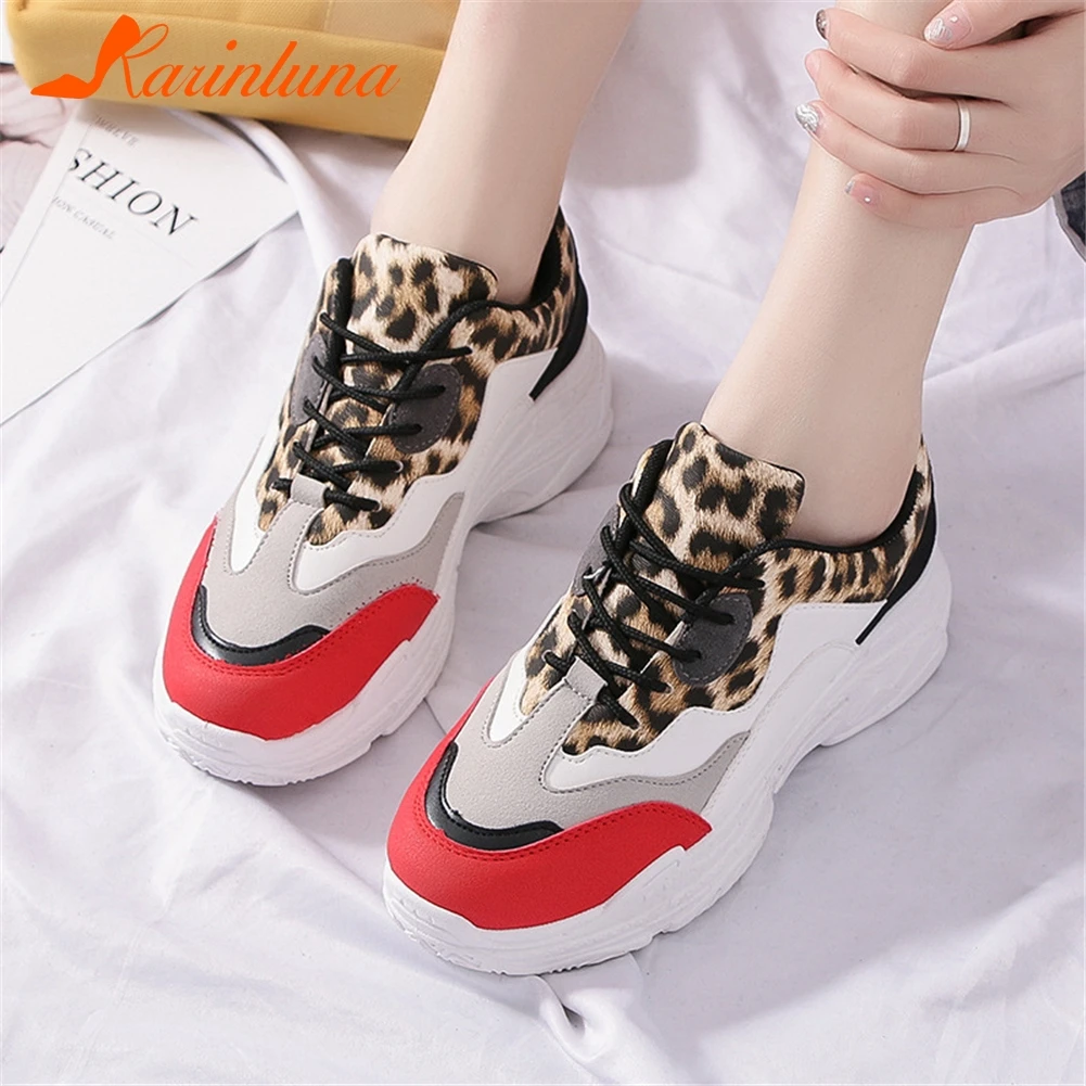 

KARINLUNA Brand New Big Size 36-41 Dad Shoes Leopard Ladies Med Heels Sneakers Shoes Woman Casual Party Spring Autumn Flats