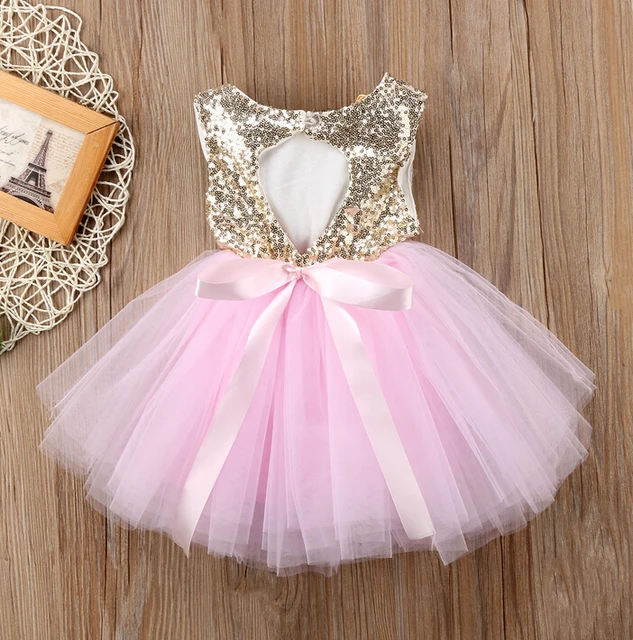 Baby Girls Dresses Kids Children Dresses Pageant Princess Dresses Tutu Tulle Back Hollow Out