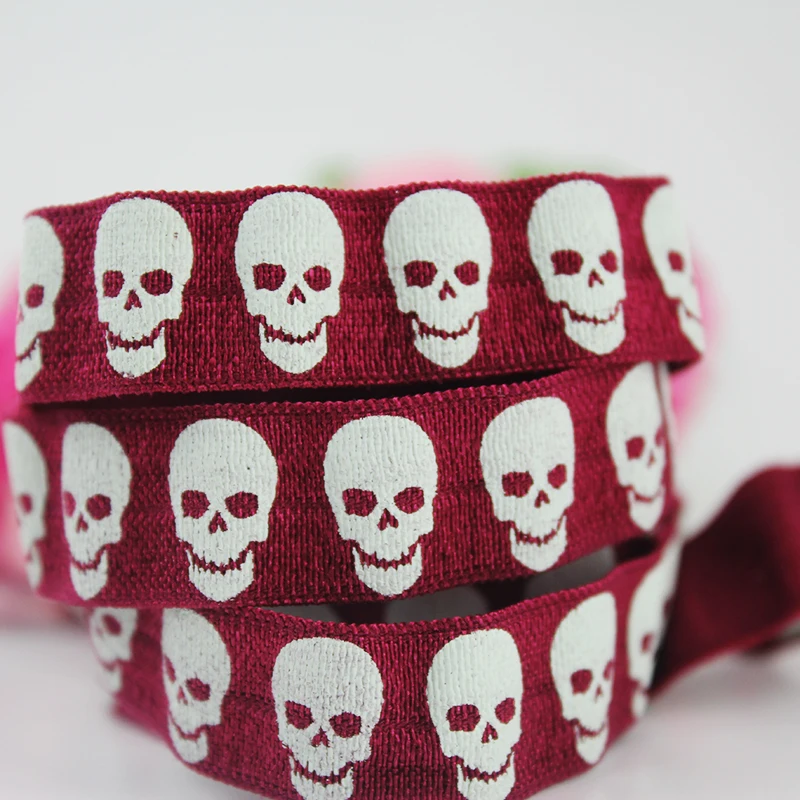 

20 yards 5/8 inch red puff print elastic ribbon fold over elastic band sewing Halloween derection