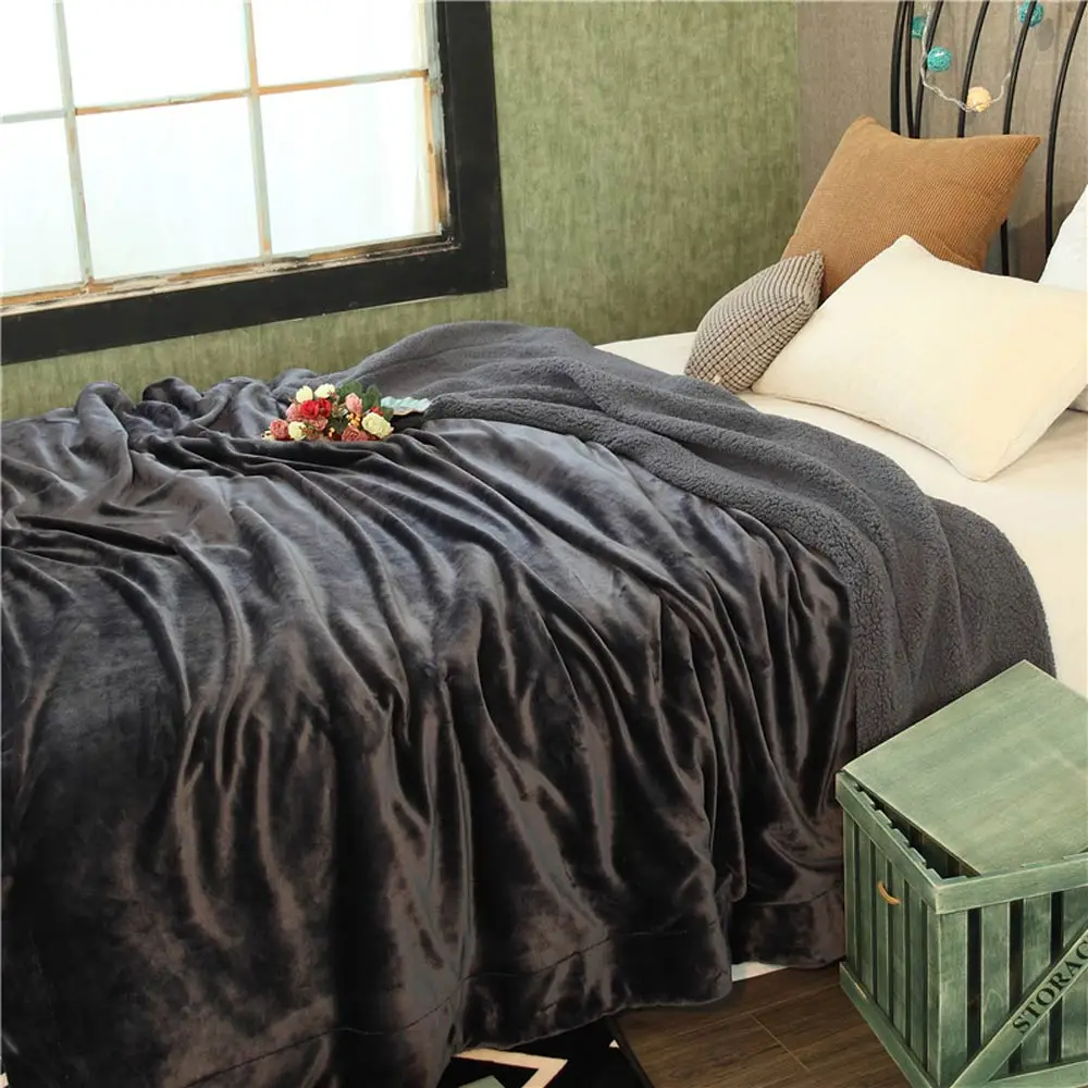 Najtaniej Papa Mima solidna ciemnoszara zima grube ciepłe rzuty pledy dwustronny koc Sherpa berberyjski polar pościel narzuta