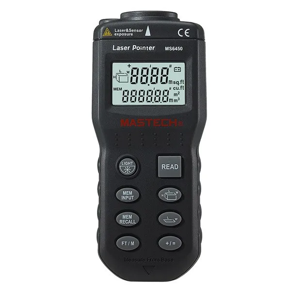 

MS6450 Laser Guide Ultrasonic Range Finder Distance Meter Rangefinder Length Area Volume Measurer
