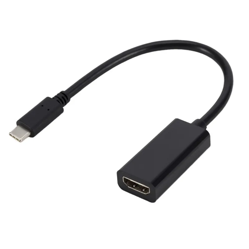 USB 3,1 type C к HDMI адаптер Мужской к женскому аудио видео конвертер USB-C кабель для samsung Galaxy S8 Plus Macbook huawei P20 - Цвет: Черный