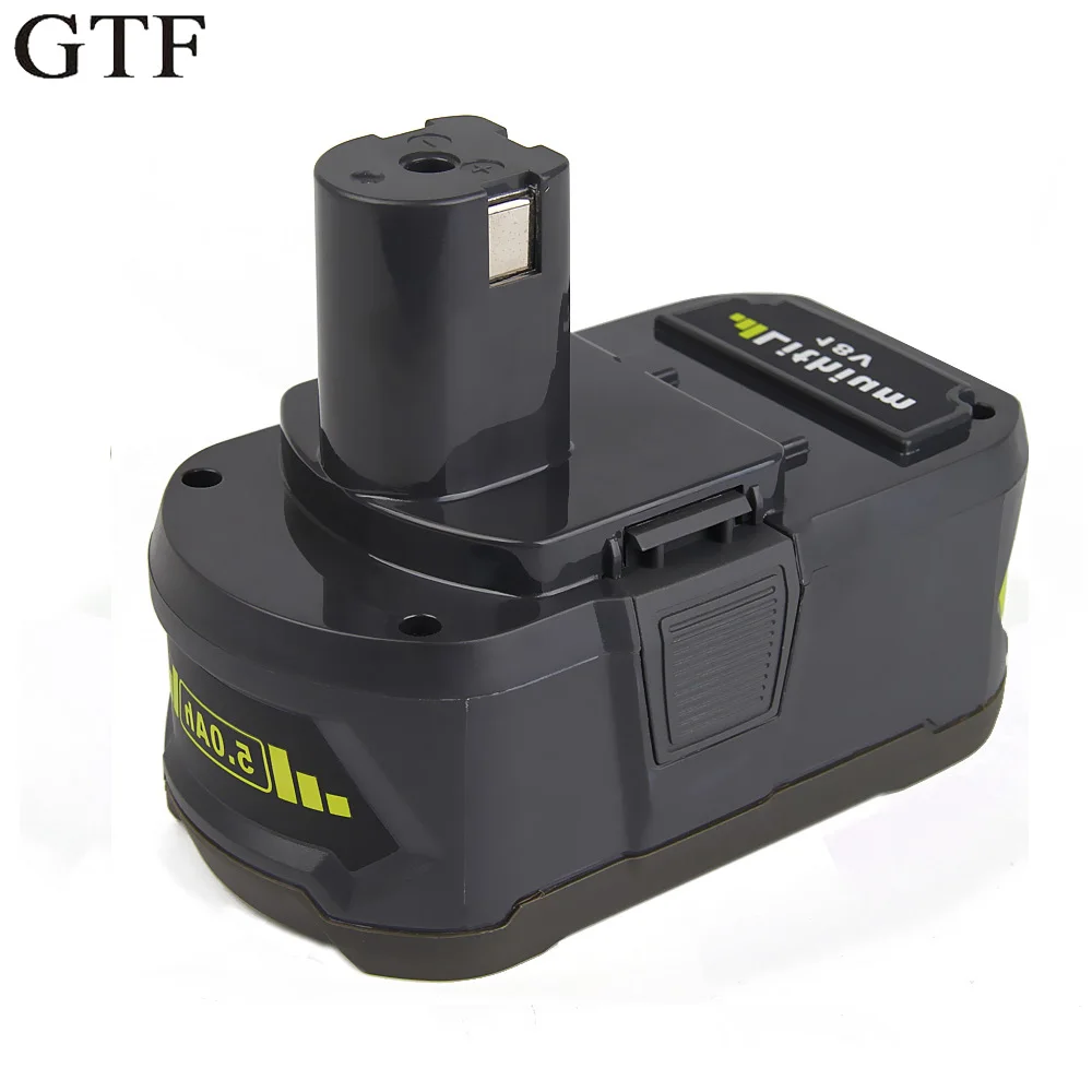 GTF 18V 5000mAh Li Ion Rechargeable Battery For Ryobi P108 RB18L40 Replacement Battery Power