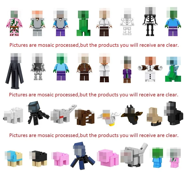 

Single Minecrafted Building Blocks Zombie Baby Bat Chicken Rabbit Pig Wolf Farm Animal Figure Bricks Toys gift Compatible Legoed