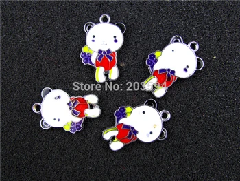 

AE492 Mix Color 20Pcs Alloy Metal Enamel Bear Charms Pendants 32x19mm
