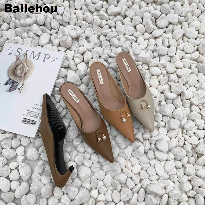 Bailehou/2019 г. весенние женские тапочки Брендовая обувь с пряжкой на каблуке рюмочка