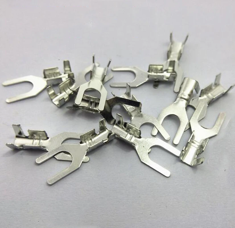 

50Pcs 4.2 Fork Terminal UT Y-shaped Lug Cold-pressed Terminal M4 Screw-fork Bare Terminal 4mm