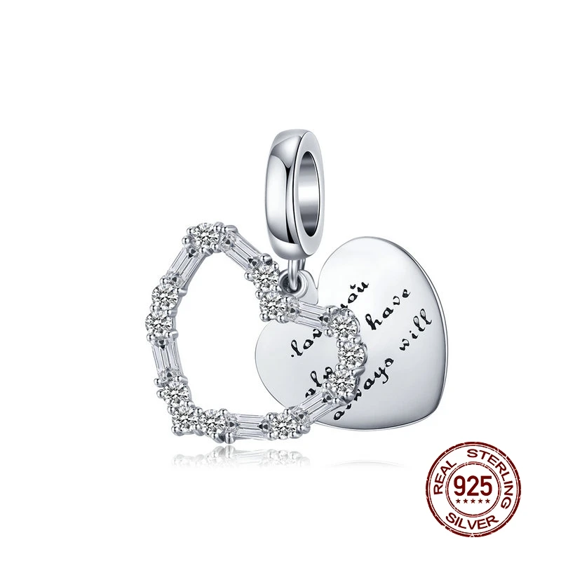 

MOWIMO 100% 925 Sterling Silver Heart Love Dangle Charm Beads Fit Original DIY Bracelet Pendant Necklace Fashion Jewelry BKC1164